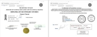 Diploma certified translation from French to English